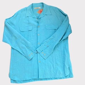 Tommy Bahama silk linen long sleeve  light weight button up shirt